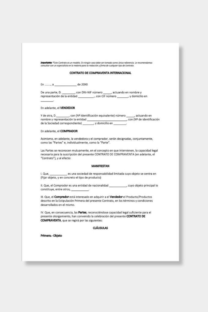 Contrato de compraventa internacional (Manual y Plantilla) - Imagen 3